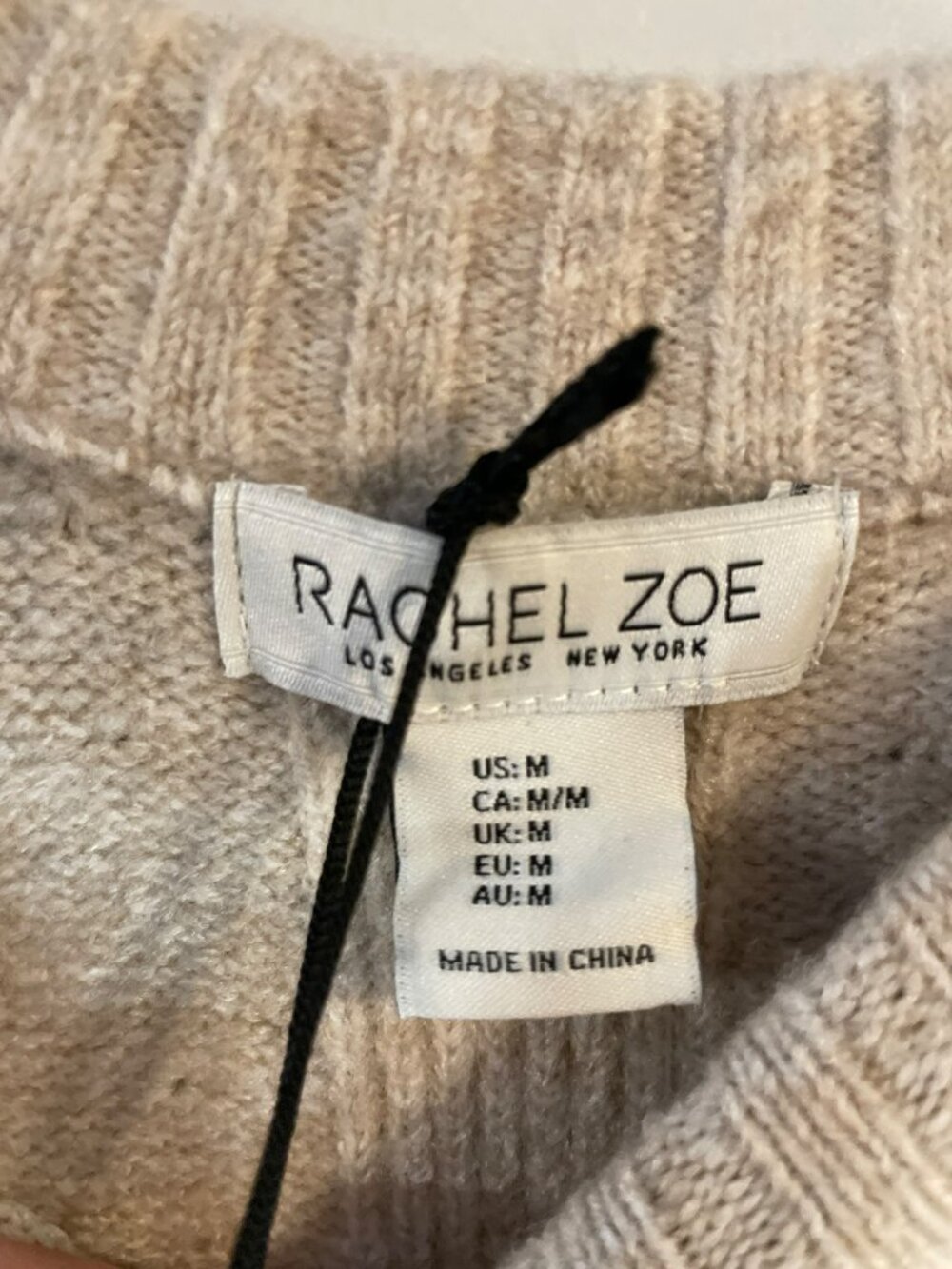 Rachel Zoe Tan Beige Long Sleeve Crew Neck Sweater Women's Size Medium NWT - Picture 5 of 6